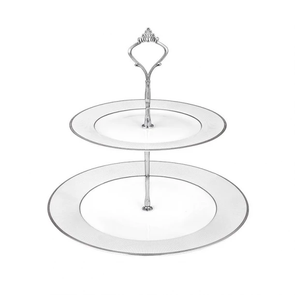 Ορντερβιέρα 2 Όροφη Πορσελάνης Λευκή-Ασημί 27εκ.-20εκ. Oriana Ferelli PR17310218