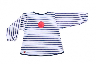 Σαλιάρα-Ποδιά Με Μανίκια Μπλε Navy Ριγέ Baby To Love BTL302009