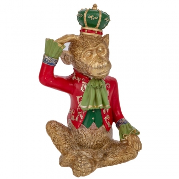 Διακοσμητική Επιτραπέζια Μαιμού Polyresin Χρυσή-Πράσινη-Κόκκινη 11x10x34εκ. iliadis 91760