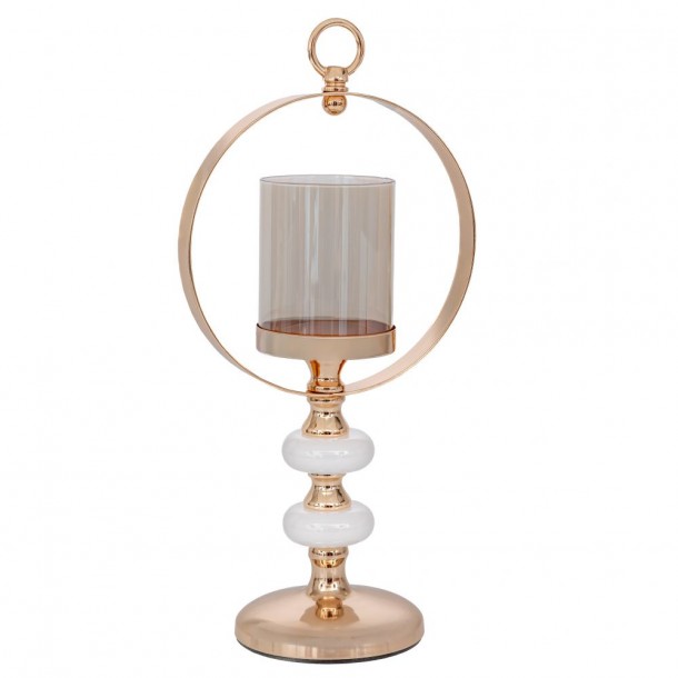 Κηροπήγιο Γυάλινο-Μεταλλικό Χρυσό 18x12x39εκ. iliadis 91771