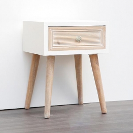 Κομοδίνο Ξύλινο Λευκό-Καφέ 35x30x46,5εκ. ESTHETI 750-35516