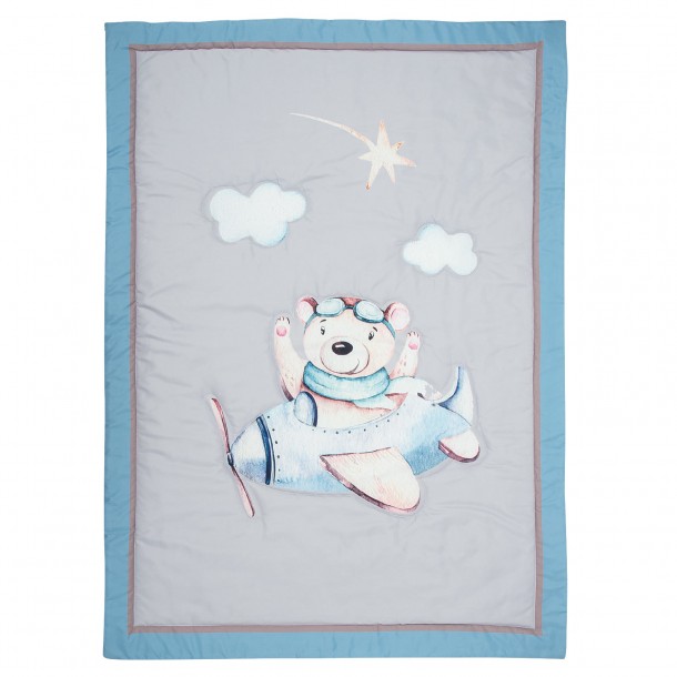 Πάπλωμα Microfiber Κούνιας 110x150εκ. Essential 8851 Μπεζ-Μπλε-Γκρι Greenwich Polo Club