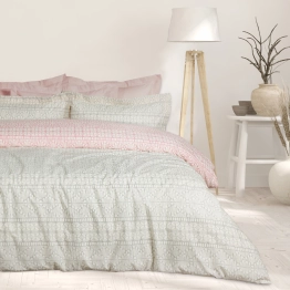 Σετ Σεντόνια Βαμβακερά Μονά 170x260εκ. Happy 9674 Γκρι-Ροζ Das Home