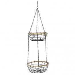 Καλάθι Διπλό Κρεμαστό Μεταλλικό Μαύρο Φ22x9εκ.-Φ19x8εκ./67εκ. iliadis 81109