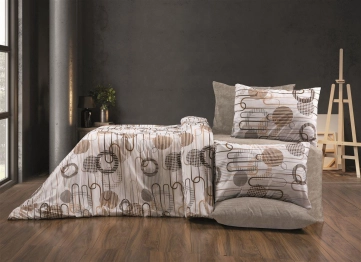 Παπλωματοθήκη Polycotton Υπέρδιπλη 220x240εκ. Διώνη 600 White-Mocha DimCol