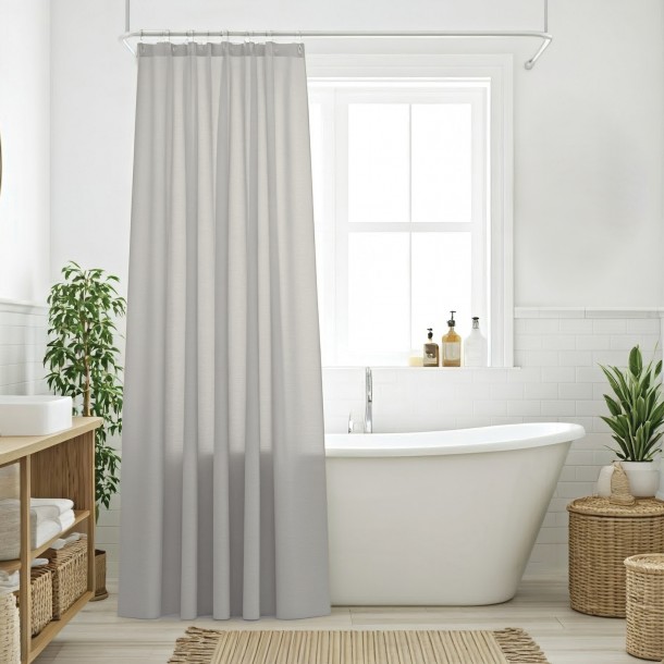 Κουρτίνα Μπάνιου Αδιάβροχη Polyester 240x180εκ. Curtains 0805 Γκρι Das Home