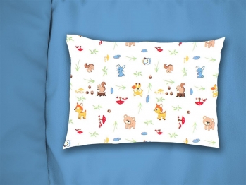 Μαξιλαροθήκη Bebe Φάκελος Βαμβακερή 35x45εκ. Forest Animals 570 White-Sky Blue DimCol