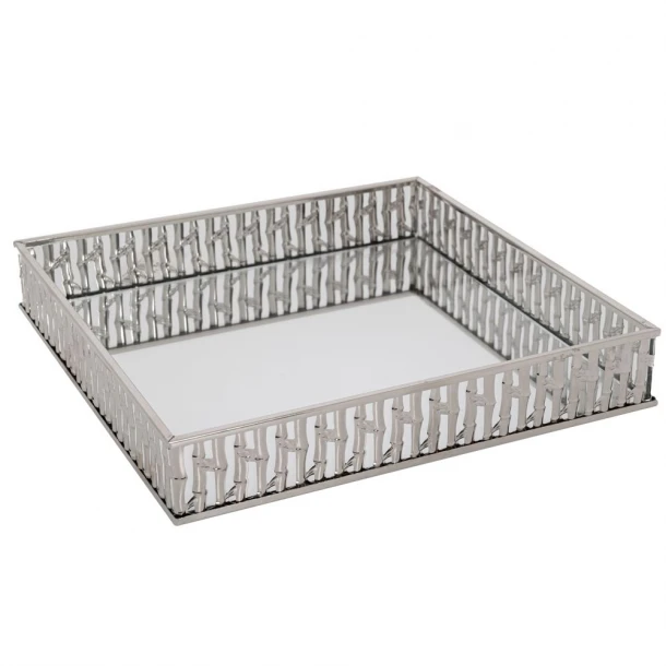 Δίσκος Μεταλλικός Με Καθρέπτη Ασημί 25x25εκ. iliadis 89423