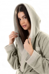 Μπουρνούζι Με Κουκούλα Ενηλίκων Polycotton Extra Large Monogram Khaki Guy Laroche