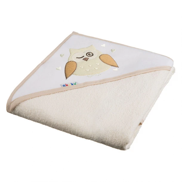 Κάπα Βαμβακερή-Terry 100x100εκ. Κουκουβάγια Κρεμ akuku A1241