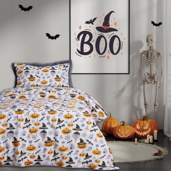 Σετ Παπλωματοθήκη Polycotton Μονή 160x240εκ. Kid Line 4967 Grey-Orange Das Kids