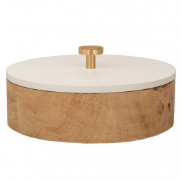 Κουτί Ξύλινο Στρογγυλό Με Λευκό Καπάκι 20x9,5εκ. iliadis 88981