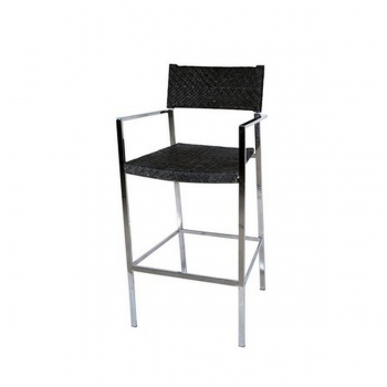 Σκαμπώ Μπαρ Rattan-Ανοξείδωτο Μαύρο 55x50x111εκ. MSA 20-19-860