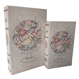 Διακοσμητικό Κουτί Βιβλίο Σετ 2τμχ Ξύλινο Γκρι ESPIEL 30x20x6,5εκ.-24x15x4,5εκ. BIB102