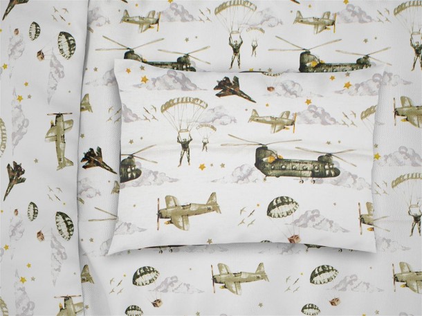 Μαξιλαροθήκη Bebe Φάκελος Βαμβακερή 35x45εκ. Airforce 196 White-Khaki DimCol