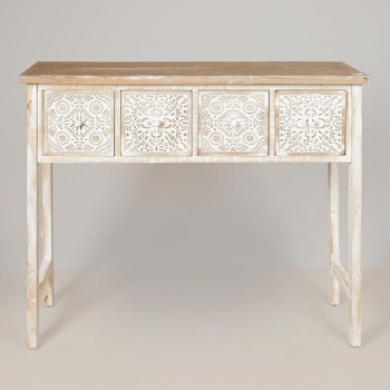Κονσόλα Ξύλινη Natural-Λευκή Με Σχέδιο 103,5x32x81εκ. ESTHETI 750-33514