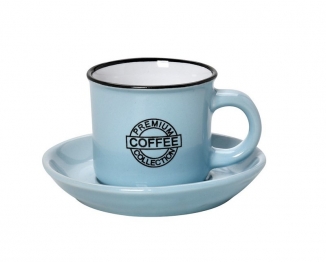 Φλυτζάνι Με Πιατάκι Cappuccino Stoneware 300ml Γαλάζιο Coffee ESPIEL HUN309K6