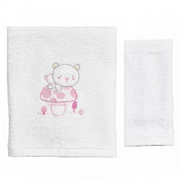 Σετ Πετσέτες 2τμχ Μπεμπέ Βαμβακερές Bear Ροζ 50231