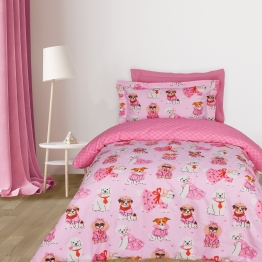 Σετ Σεντόνια Βαμβακερά Μονά 170x260εκ. Kid Line 4938 Ροζ Das Kids