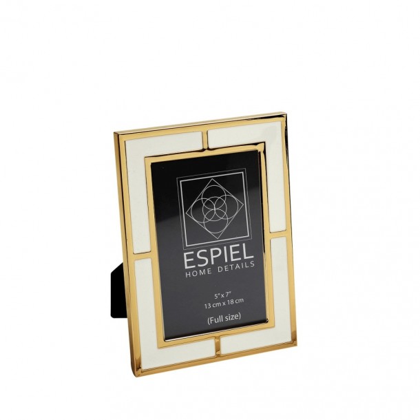 Κορνίζα Μεταλλική Λευκή-Χρυσή ESPIEL 13x18εκ. FAM702
