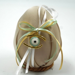 Πασχαλινό Διακοσμητικό Αυγό Γυάλινο Με Μπεζ Σατέν Ύφασμα Royal Art 11εκ. GOU21/8/10BE