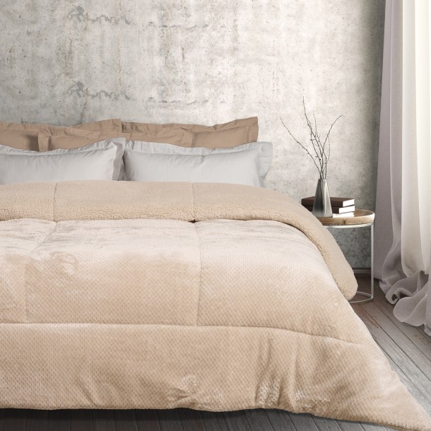 Κουβερτοπάπλωμα Fleece-Sherpa Μονό 160x220εκ. Blankets 1181 Beige Das Home