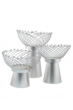 Σετ 3τμχ Διακοσμητικό Επιτραπέζιο-Φρουτιέρα Μεταλλικό Ασημί 20x35εκ./25x30εκ./30x25εκ. Zen Collection 24.4.49460