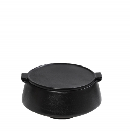 Μπωλάκι Σερβιρίσματος Με Καπάκι Stoneware Μαύρο Mianmar ESPIEL 10,5x9x5,5εκ. GMT201
