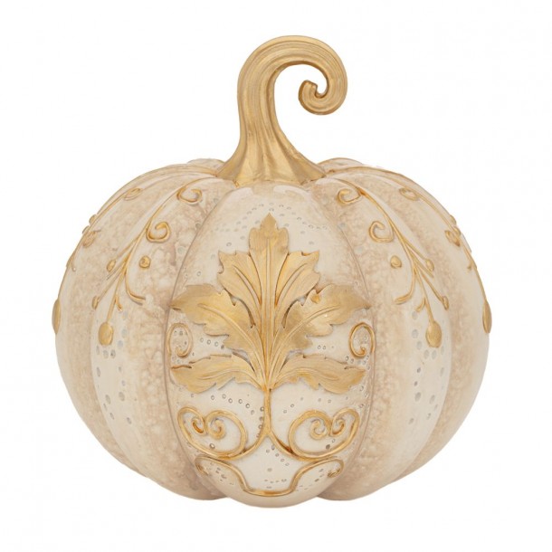 Διακοσμητική Κολοκύθα Polyresin Εκρού-Χρυσή 19,5x19,5x19,5εκ. iliadis 90707