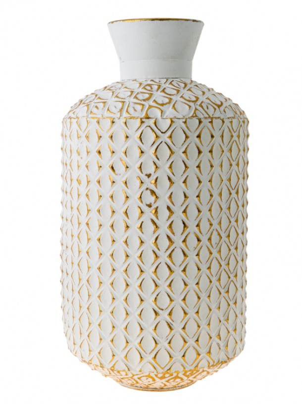 Βάζο Μεταλλικό Χρυσό-Λευκό 27x52εκ. Zen Collection 24.27.49924