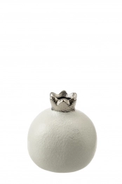 Ρόδι Κεραμικό Λευκό-Ασημί 10,16εκ. Zen Collection 24.3.50519