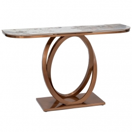 Κονσόλα Μεταλλική-Κεραμική Καφέ-Λευκή130x40x80εκ. iliadis 91684