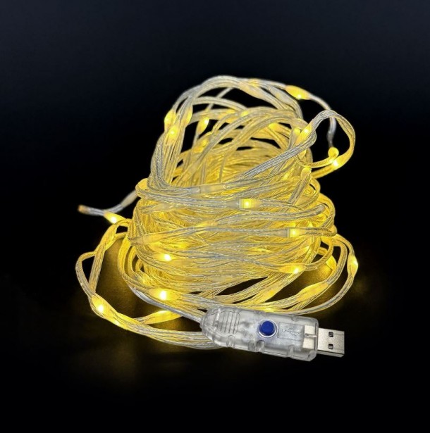 Λαμπάκια 200 Led-13μ. SMD Λευκό Θερμό με USB & Πρόγραμμα Xmas fest 93-3870