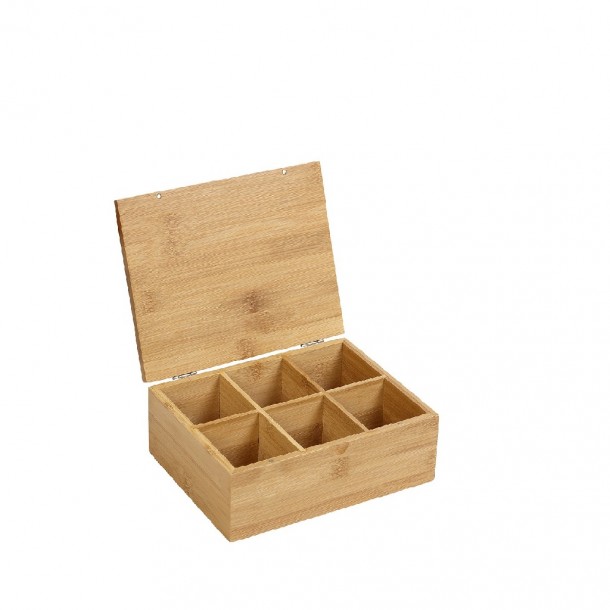Κουτί 6 Θέσεων Με Καπάκι Bamboo Natural 21x16x7,5εκ. ESPIEL XYX112