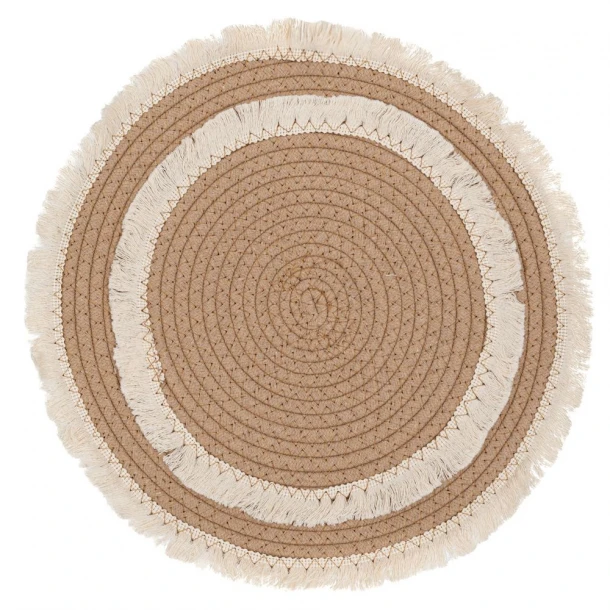 Σουπλά Ψάθινο Boho Λευκό-Μπεζ Φ35εκ. iliadis 90099