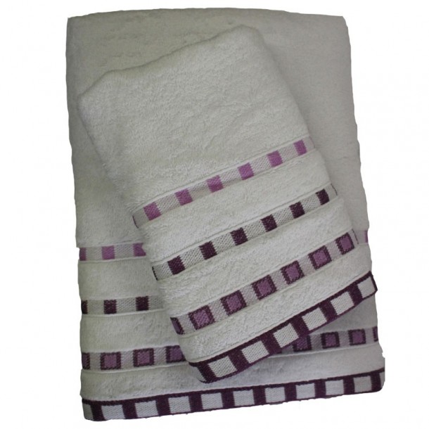 Πετσέτα Χεριών Μεμονωμένη Βαμβακερή Πεννιέ Ζακάρ 30x45εκ. Eva White-Lilac 24home
