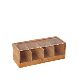 Κουτί 4 Θέσεων Με Καπάκι Bamboo-Acrylic Natural 29x13x10εκ. XYX109