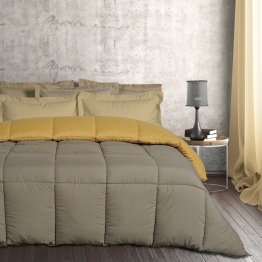 Πάπλωμα 2 Όψεων Microfiber Υπέρδιπλο 220x240εκ. Happy 9643 Γκρι-Ώχρα Das Home