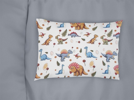 Μαξιλαροθήκη Bebe Βαμβακερή 35x45εκ. Dinosaur 519 White-Blue DimCol