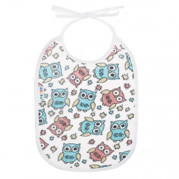 Σαλιάρα Αδιάβροχη Βαμβακερή με Δέσιμο για Βρέφη Κουκουβάγια akuku A1662