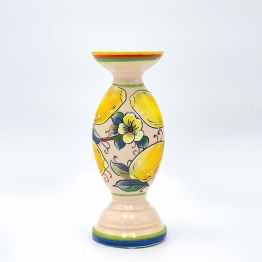 Κηροπήγιο Κεραμικό Μπεζ-Multi Με Λεμόνια 10x25εκ. ESTHETI 819-00181