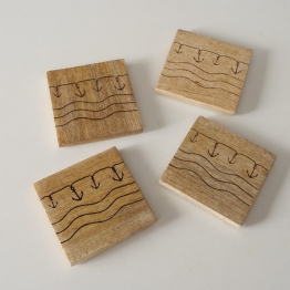 Σουβέρ Σετ 4τμχ Άγκυρα Ξύλινα Mango Natural 10x10εκ. Busum MSA 20-25-506