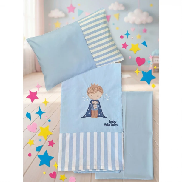 Σετ Σεντόνια 3τμχ Βαμβακερά Κούνιας 120x170εκ. Willie Makis Tselios