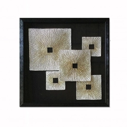 Πίνακας Γυάλινος-Ξύλινος Μαύρος-Σαμπανί 60x60εκ. Art Et Lumiere 90131