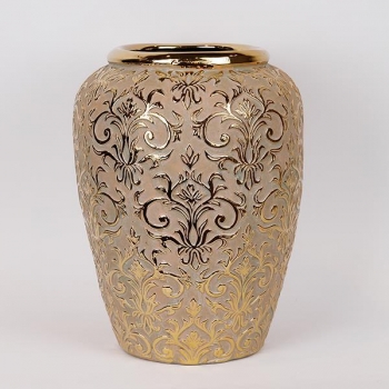 Βάζο Κεραμικό Μπεζ-Χρυσό 29,5x29,5x39εκ. ESTHETI 819-00136