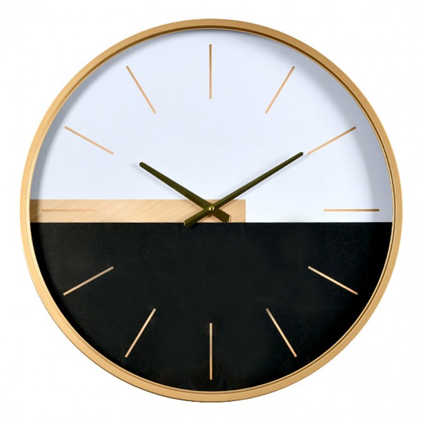Ρολόι Τοίχου Μεταλλικό-Mdf Μαύρο-Χρυσό-Λευκό ARTELIBRE 60x5εκ. 14700002