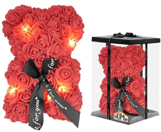 Αρκουδάκι Από Τεχνητά Τριαντάφυλλα Με Φως 23εκ. Homie 22-3075