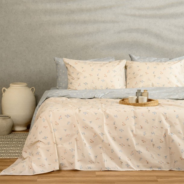 Σετ Σεντόνια Βαμβακερά Υπέρδιπλα 235x270εκ. Amour Blue-Beige Urban Line Melinen 20004544