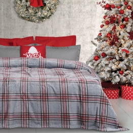 Κουβέρτα Fleece Υπέρδιπλη 220x240εκ. Blankets 1362 Γκρι-Κόκκινη Das Home