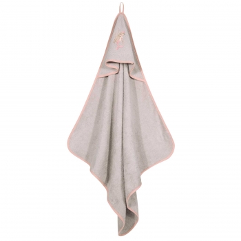Κάπα Βαμβακερή Με Κέντημα Bebe 80x80εκ. Essential 8853 Ροζ-Γκρι Greenwich Polo Club